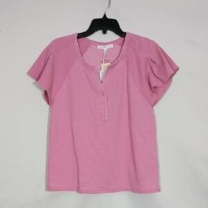 NWT Jane + Delancey Orchid Smoke Button Front Henley W/ Rib Raglan Sleeve Sz Lg